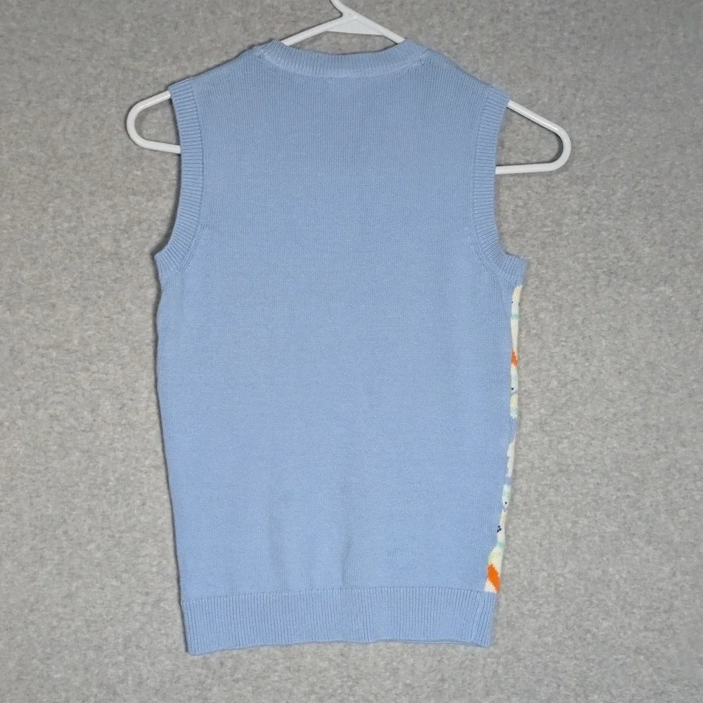 Gymboree Sweater Vest Kids Size 8 Blue Bunny Carrot Easter Knit Preppy Festive